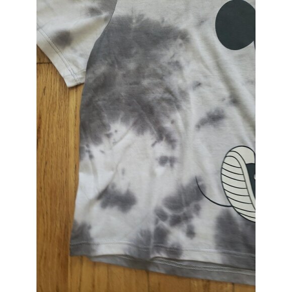 Disney Mickey Mouse Tie Dye Womans Crop Top Tee T-shirt Sz L Lightweight Grey - Picture 3 of 11